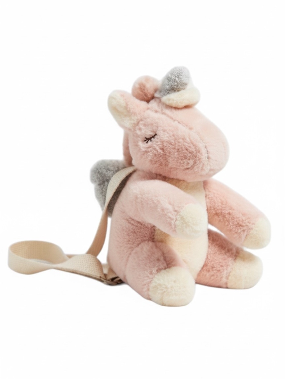 Zara Kids Pink Plush Unicorn Backpack Stuffed Animal Wings Girls Bag